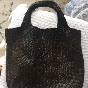 Leather weave shoulder bag tote Italy